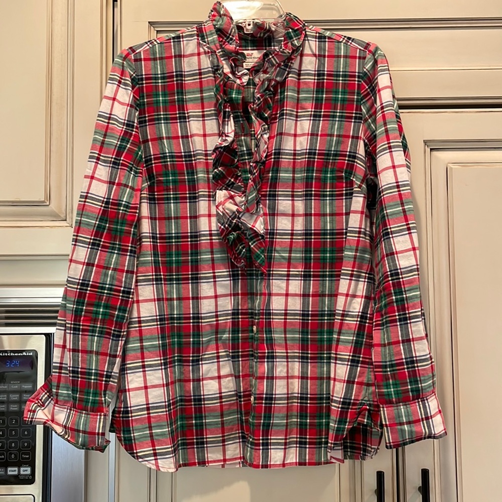 Vineyard vines woman plaid flannel shirt size 8
